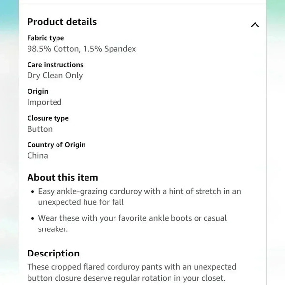 Joie Maza Rose Corduroy Cropped Pant - Picture 13 of 13